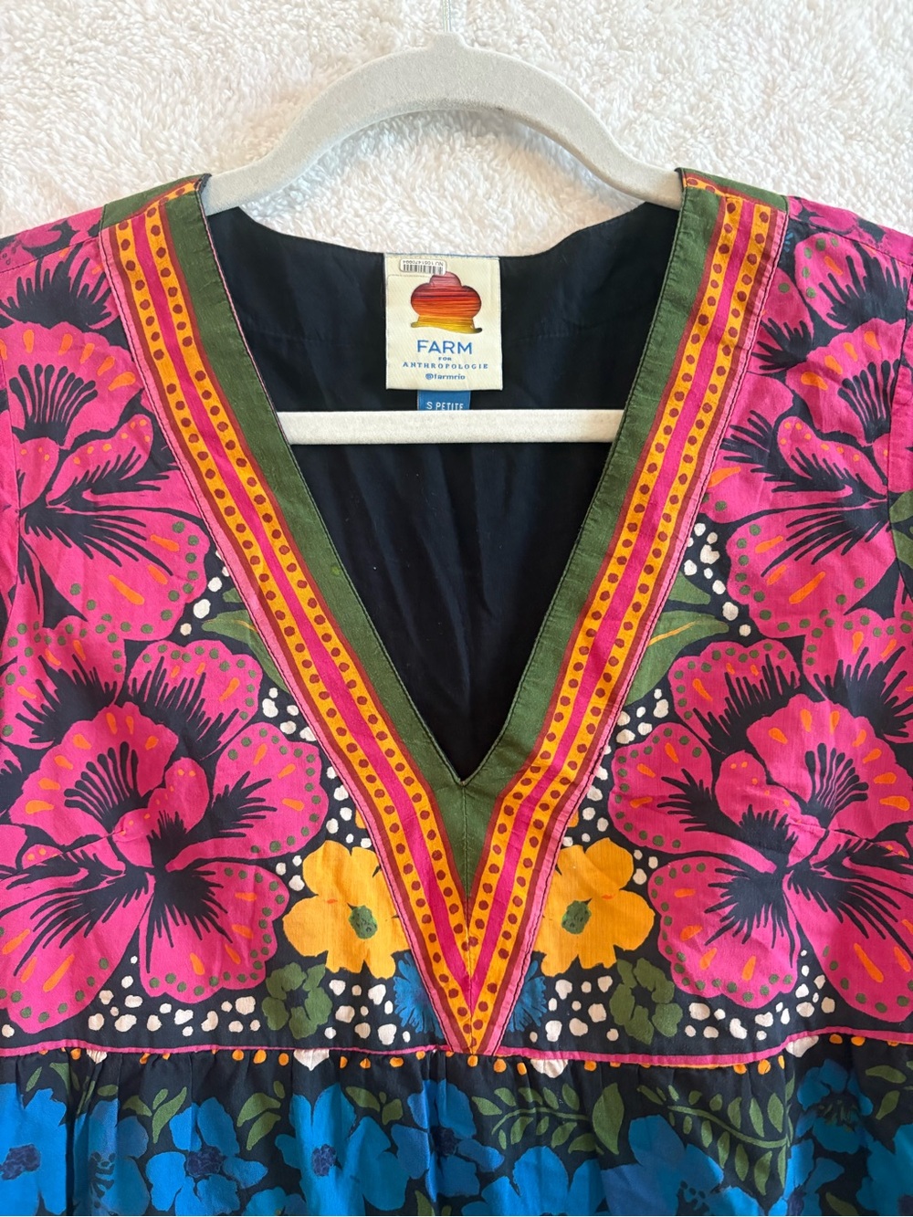 Farm Rio for Anthropologie Floral Puff Sleeve Cotton Tunic Mini Dress Size SP - Picture 3 of 13